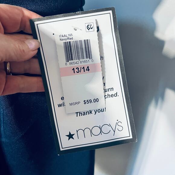 B. Darlin Dress Navy Floral Embroidered Halter Knit Fit & Flare NWT $59 13/14 - Picture 7 of 7